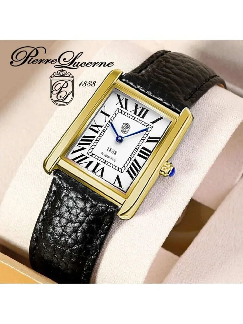 Swiss Design Mens Watch Pierre Lucerne Gold Tank In Box